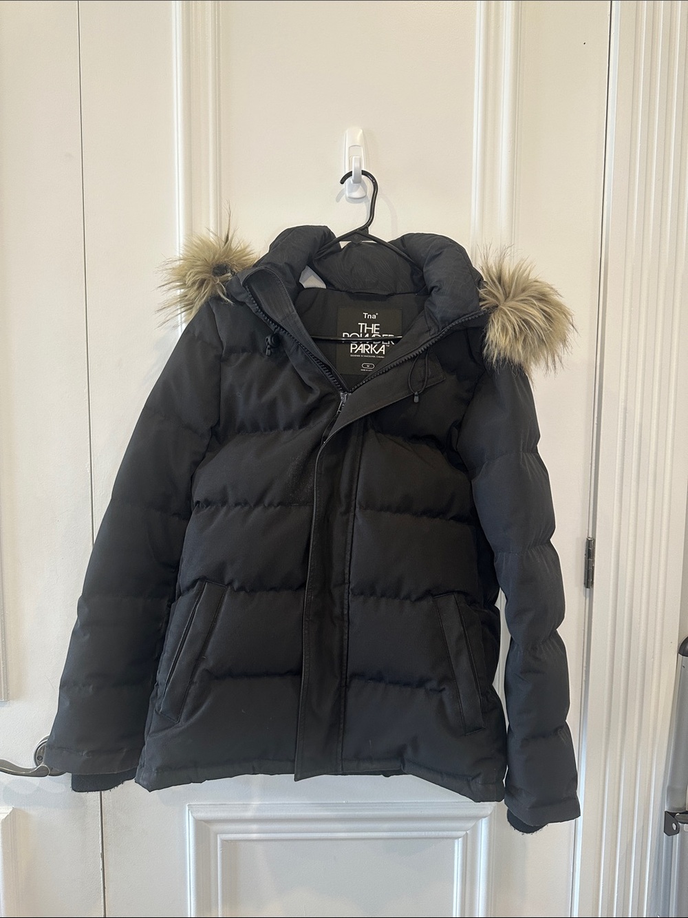TNA Black The Powder Parka with Faux Fur Hood